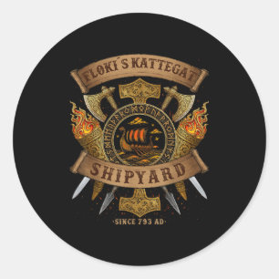 Flokis Shipyard Kattegat Viking Ship - Ringerike S Classic Round Sticker