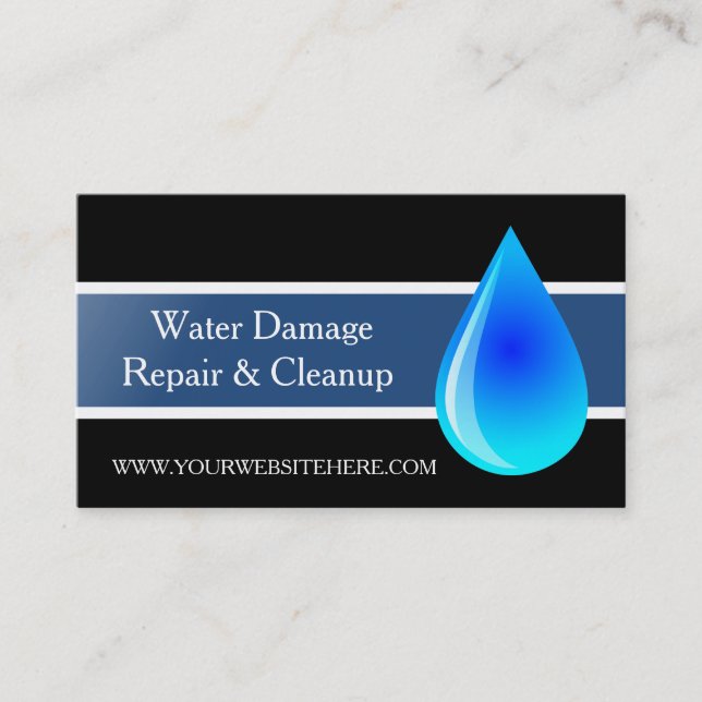 Flood Water Damage Service and Cleanup Business Card (Front)