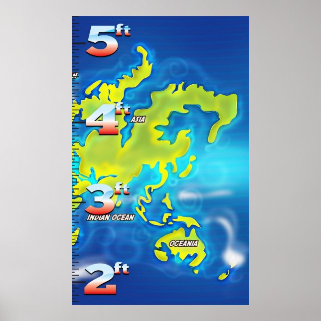 Flooded Earth Map  Growth Chart (Front)
