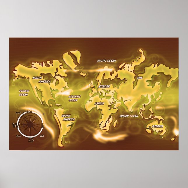 Flooded Earth Map Poster (Front)
