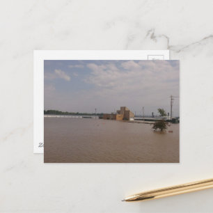 floodwaters in Burlington, Iowa broken barricades Postcard