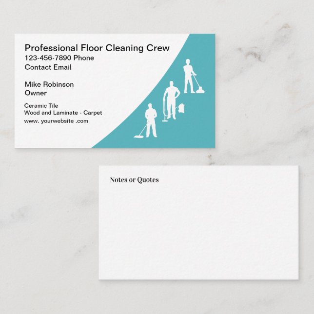 Floor Cleaning Professional Simple Business Cards (Front/Back)