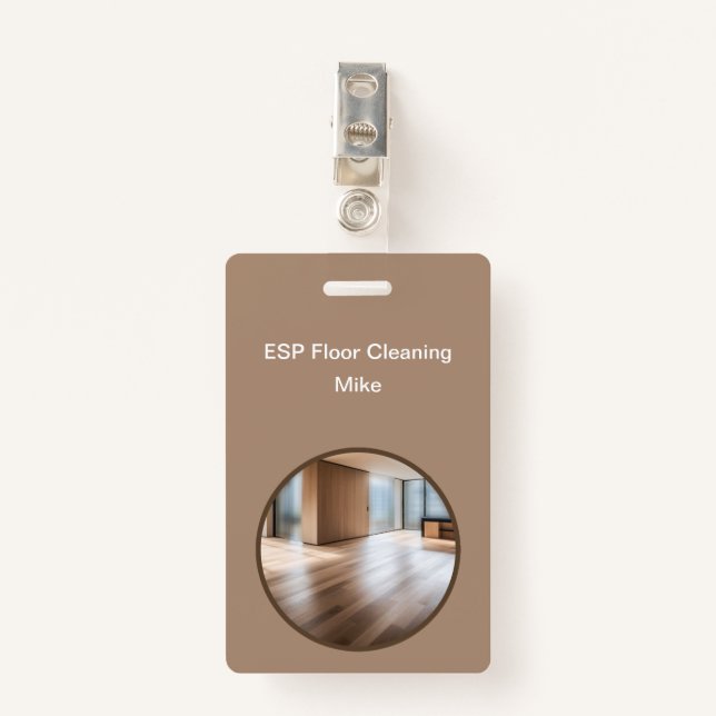Floor Cleaning Service Modern Work Badges ID Badge (Front with Clip)