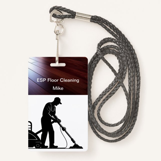 Floor Cleaning Service Work Badges ID Badge (Front with Lanyard)