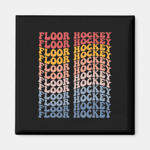 Floor Hockey Groovy Retro Sports Magnet