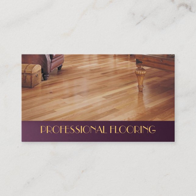 Flooring, Floors Construction Mill Work, Wood Business Card (Front)