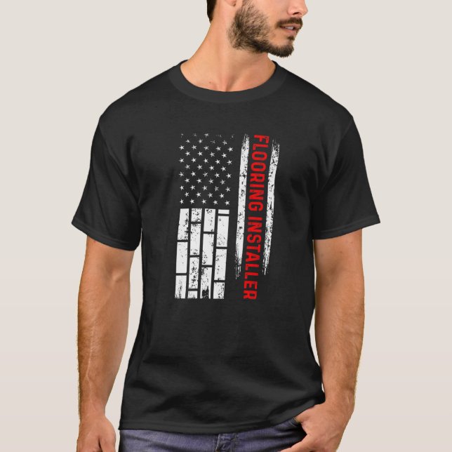 Flooring Installer Contractor USA Flag Floor Insta T-Shirt (Front)