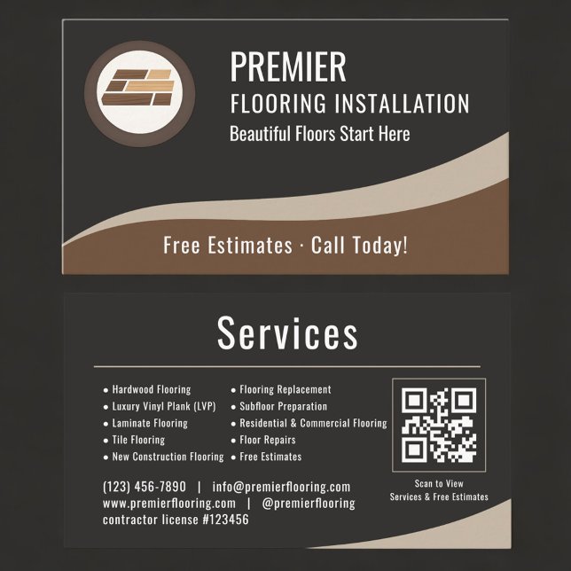 Flooring QR Code Professional  Business Card (Creator Uploaded)
