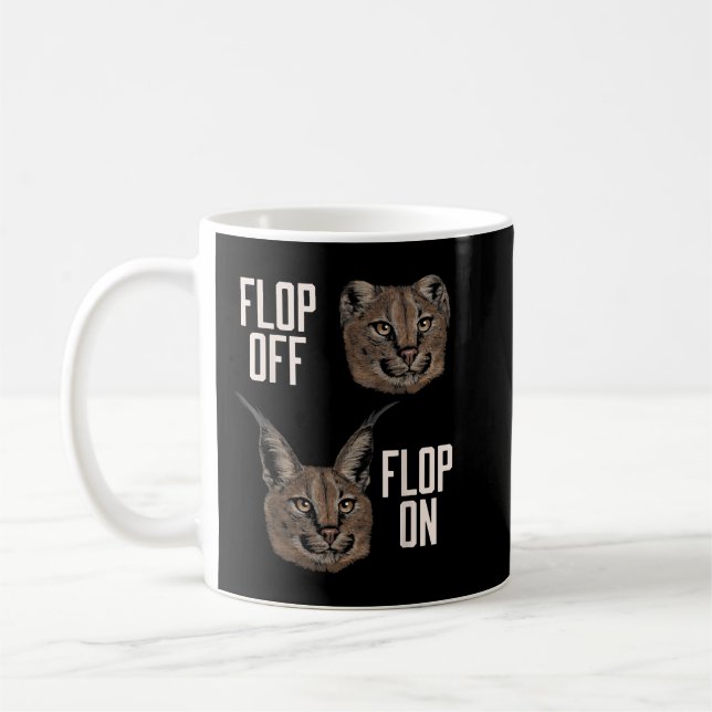 Flop Off Flop Off Caracal Cat Big Floppa Coffee Mug (Left)