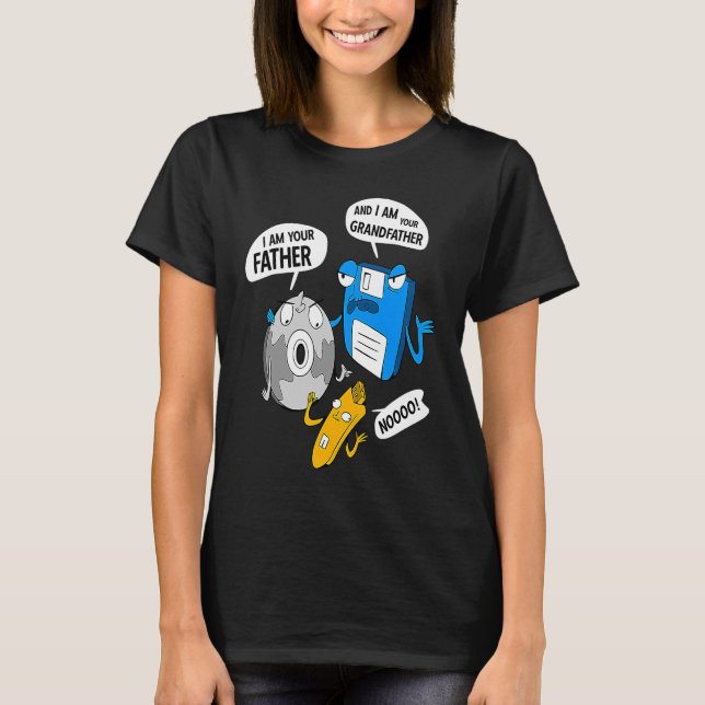 Floppy Disc CD USB Stick Funny Computer Nerd T-Shirt (Front)