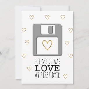 Floppy Disc Computer Love at First Byte Valentine  Holiday Card