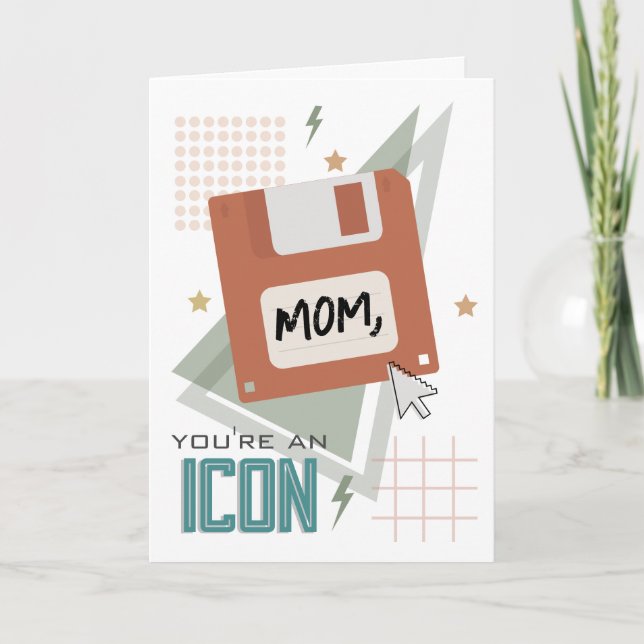 Floppy Disc Icon 90's Retro Mother's Day Card (Front)