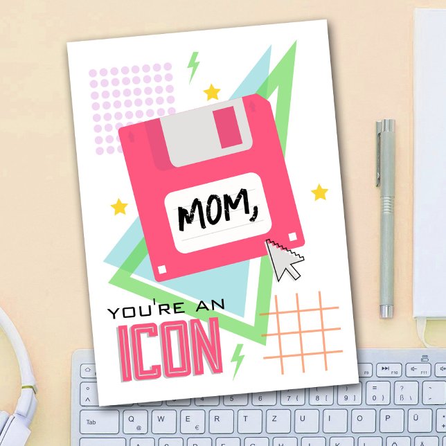 Floppy Disc Icon Neon 90's Mother's Day Card (Creator Uploaded)