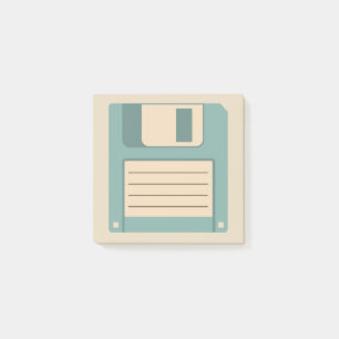 Floppy Disc Illustrated Blue and Tan Post-It Notes