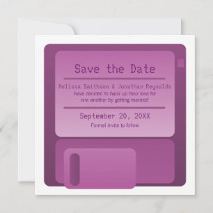 Floppy Disc Save the Date Announcement, Purple