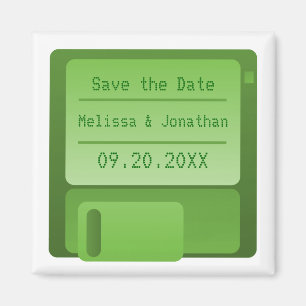 Floppy Disc Save the Date Magnet, Green Magnet