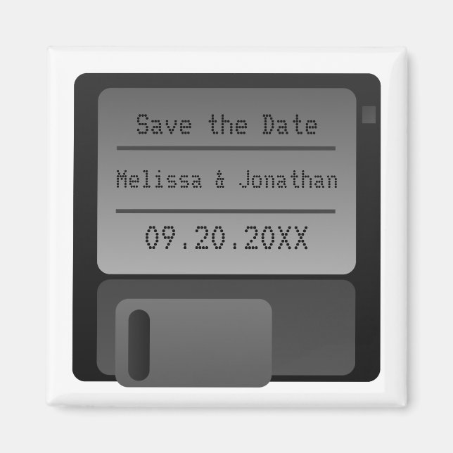 Floppy Disc Save the Date Magnet, Grey Magnet (Front)