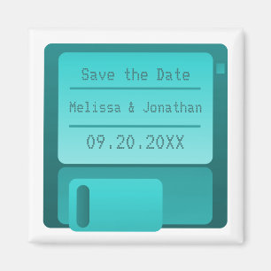 Floppy Disc Save the Date Magnet, Turquoise Magnet