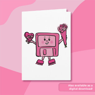 Floppy Disc Valentine with Binary Love Code Card