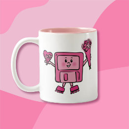 Floppy Disc Valentine with Binary Love Code Two-Tone Coffee Mug