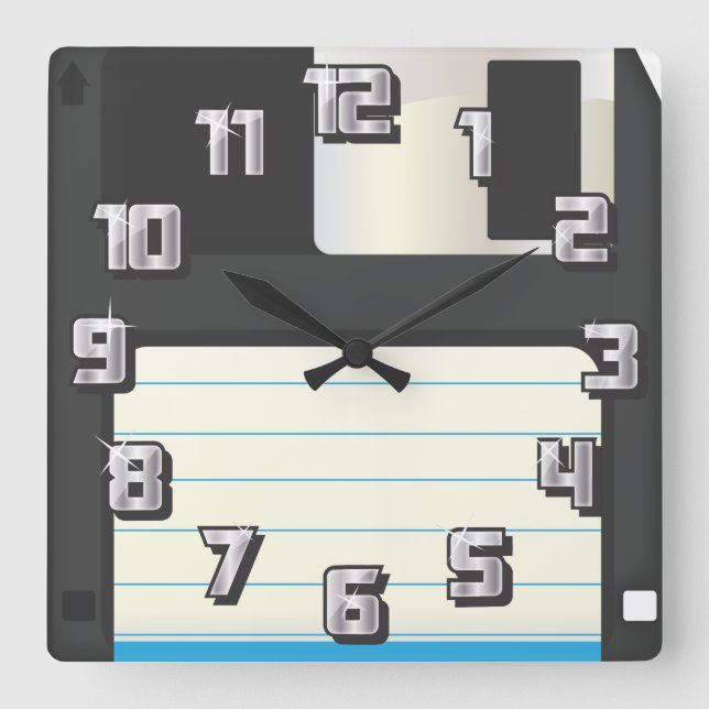 Floppy Discs Square Wall Clock (Front)