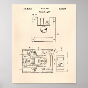 Floppy Disk 1997 Patent Art - Old Peper Poster