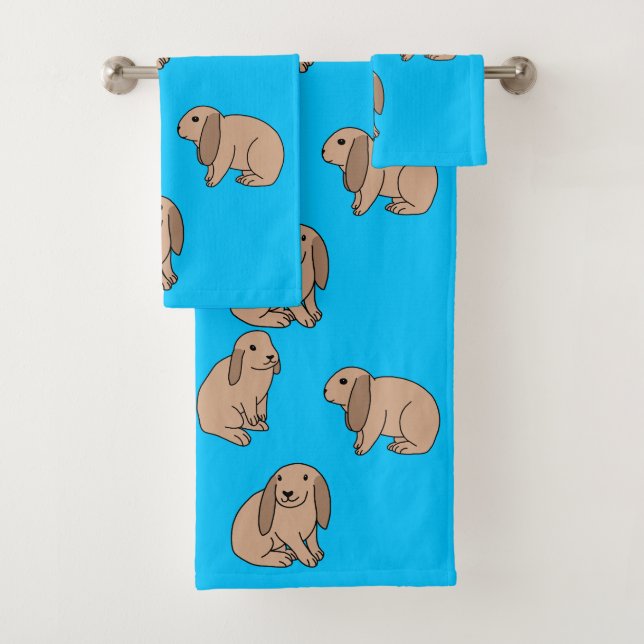 Floppy eared bunnies bath towel set (Insitu)