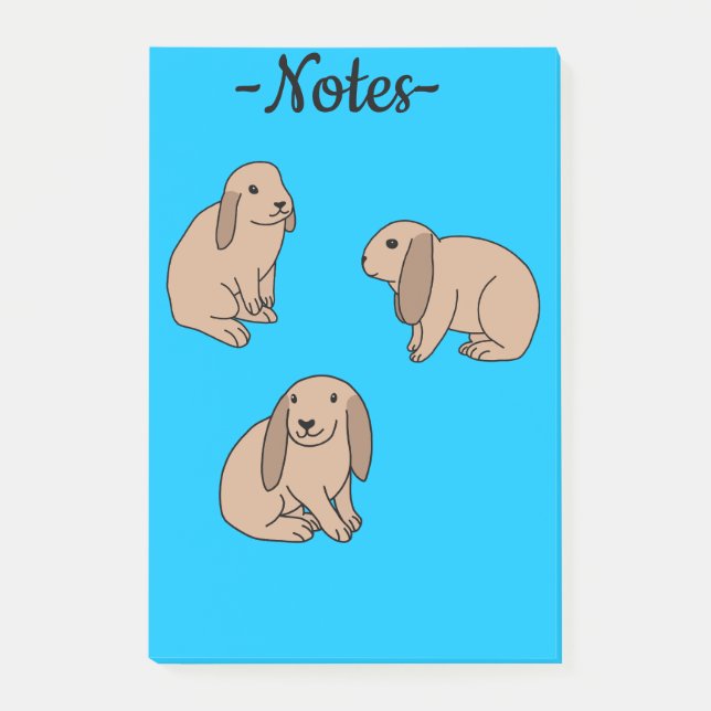 Floppy eared bunnies post-it notes (Front)