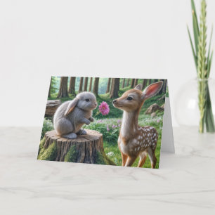 Floppy-eared Rabbit With a Fawn Card