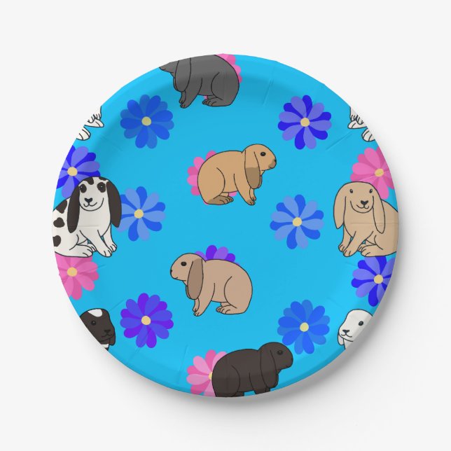 Floppy eared Rabbits Paper Plate (Front)