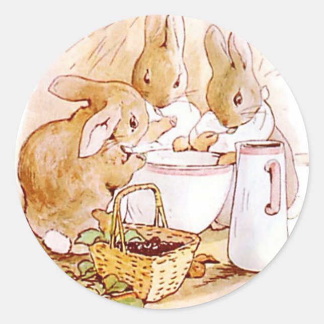 Flopsy Mopsy And Cottontail Beatrix Potter Classic Round Sticker (Front)
