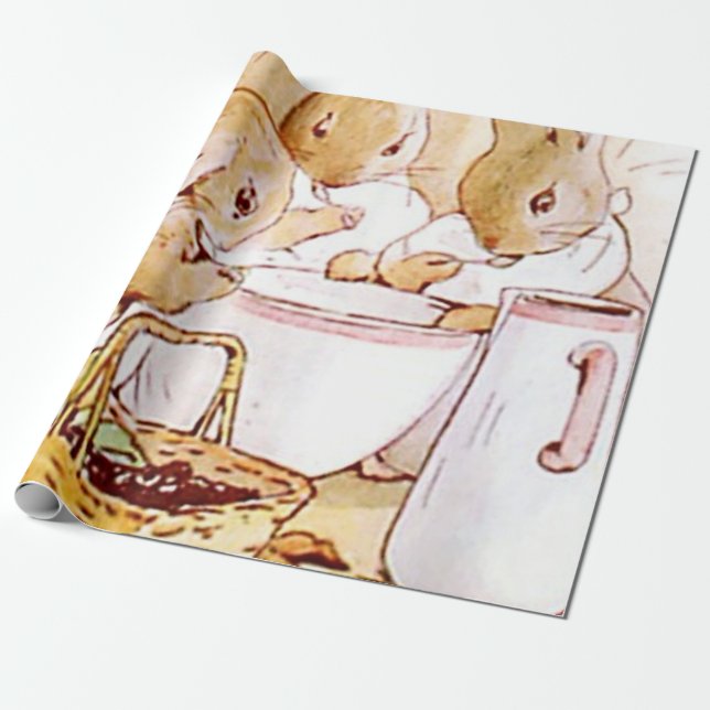 Flopsy Mopsy And Cottontail Beatrix Potter Wrapping Paper (Unrolled)