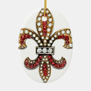 Flor De Lis Fleur De Lis Jewel new orleans Ceramic Ornament