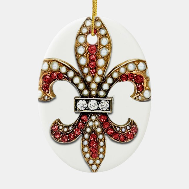 Flor De Lis Fleur De Lis Jewel new orleans Ceramic Ornament (Front)