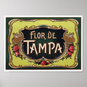 Flor de Tampa Cigar Label Poster