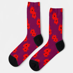 Flor del Encanto Maroon Socks