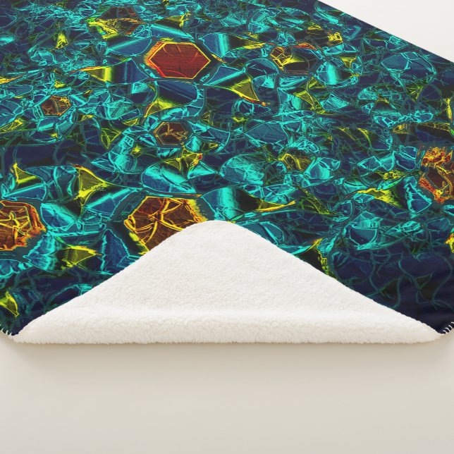 Flor virtual em azul gradiente, estilhaçada sherpa blanket (3/4)