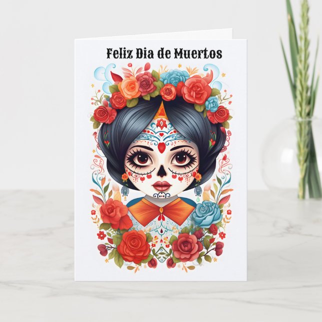  🌹 Flor y Calavera: Tribute to Dia de Muertos 🌹 Holiday Card (Front)