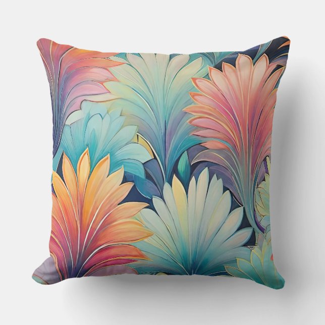 Flora 1 Floral Pastel Throw Pillow (Front)