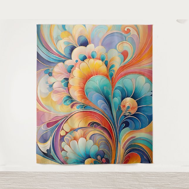 Flora 3 Floral Pastel Tapestry (Front)