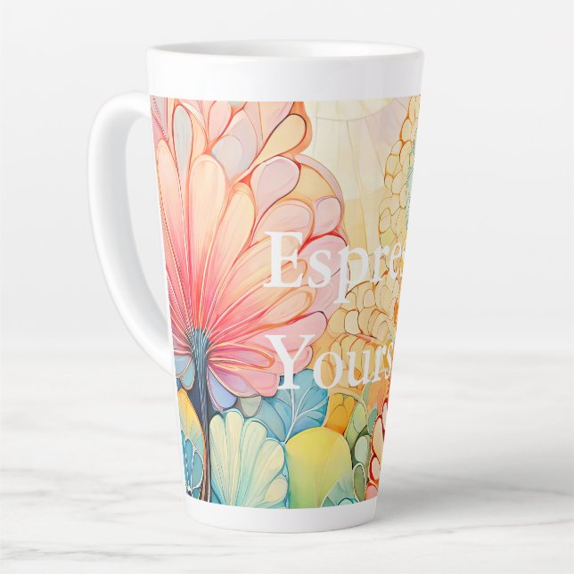 Flora 5 Floral Pastel Latte Mug (Left Angle)