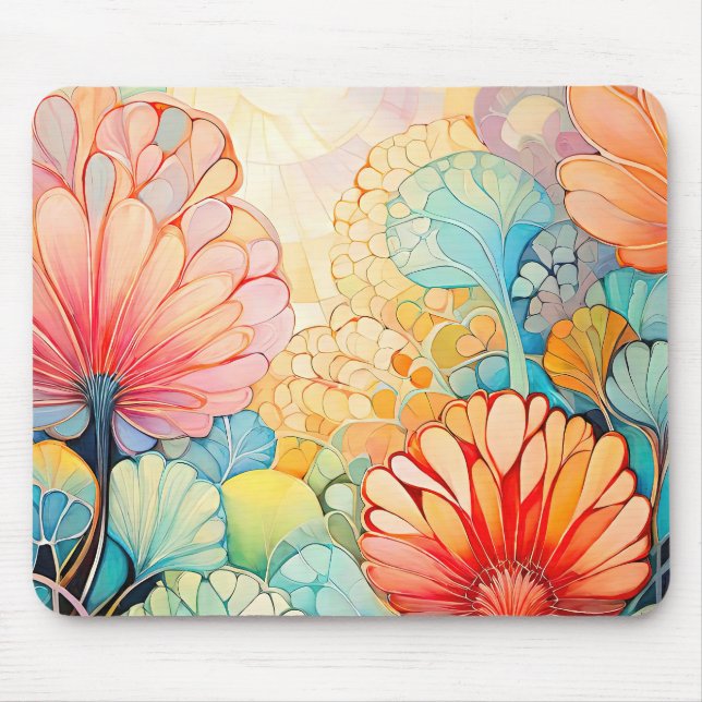 Flora 5 Floral Pastel Mouse Pad (Front)