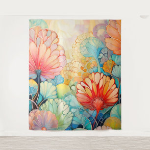 Flora 5 Floral Pastel Tapestry