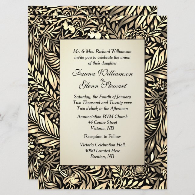 Flora and Fauna Antiqued Wedding Invitation (Front/Back)