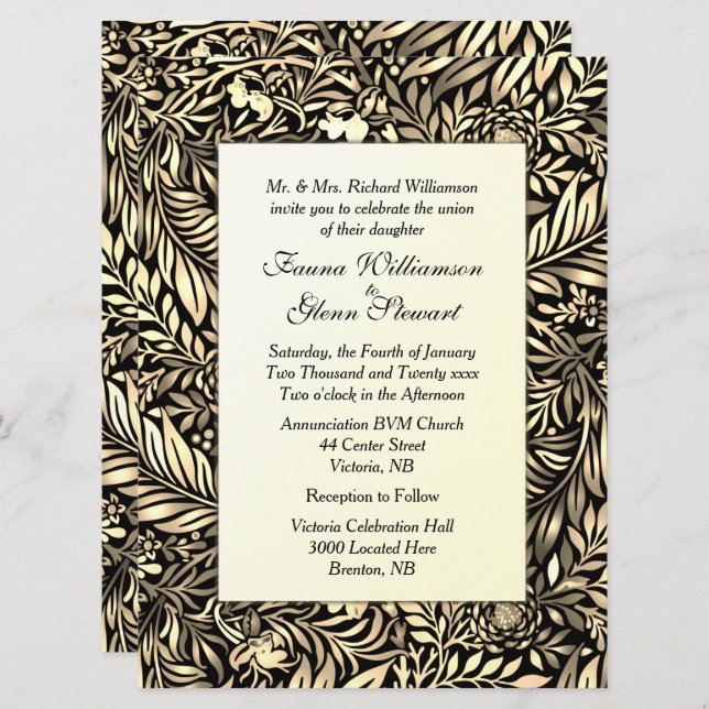 Flora and Fauna Tinted Yellow Wedding Invitation (Front/Back)