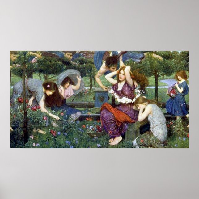 Flora and the Zephyrs, by John William Waterhouse Poster (Front)