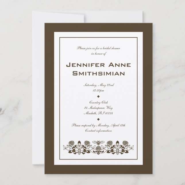 Flora Bee Bridal Shower Invitation (Front)