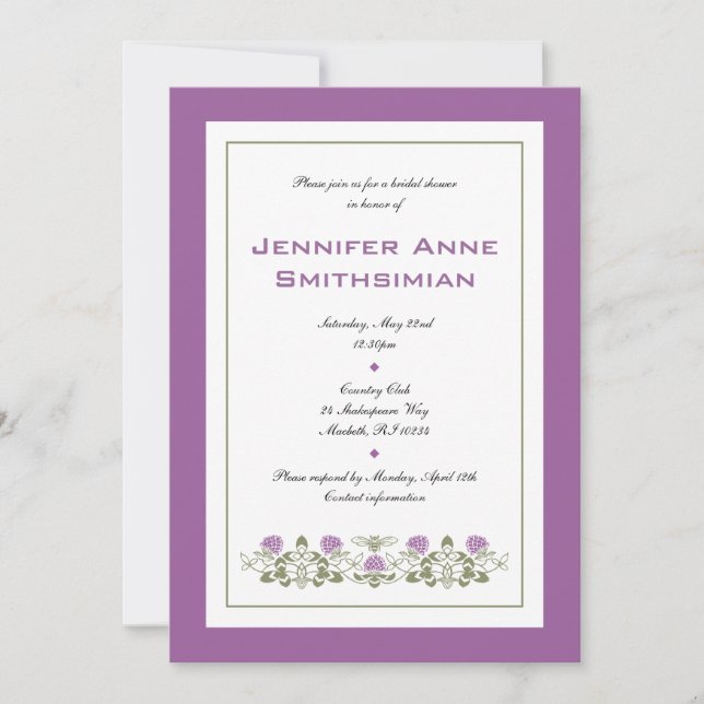 Flora Bee Bridal Shower Invitation (Front)