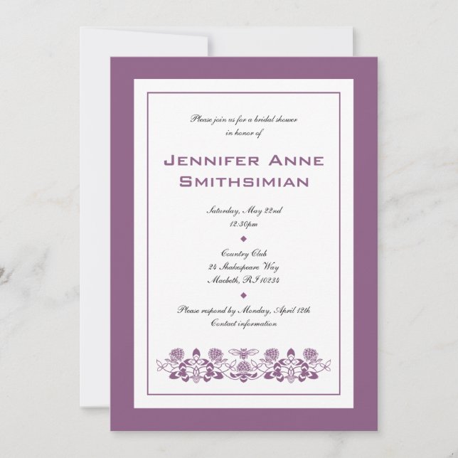 Flora Bee Bridal Shower Invitation (Front)