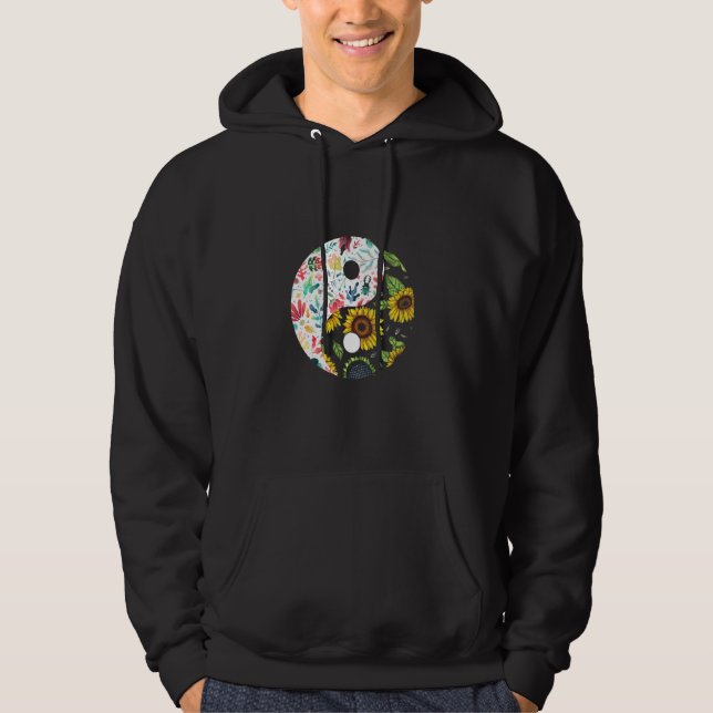 Flora Fauna Yin Yang Buddhism Flowers Insects Bala Hoodie (Front)